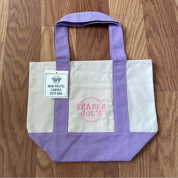 Trader Joe’s Handbags - NWT Trader Joe’s mini pastel canvas tote bags pink lavender and white
